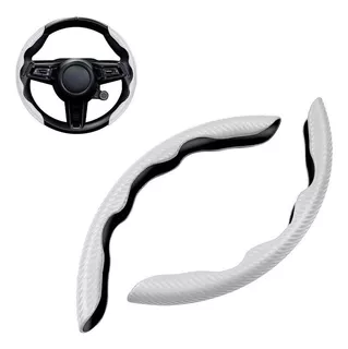 White Carbon Fiber Steering Wheel Cover Grip
