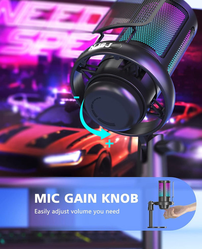 Micrófono Usb Njsj Para Pc, Micrófono Para Juegos Rgb Par...