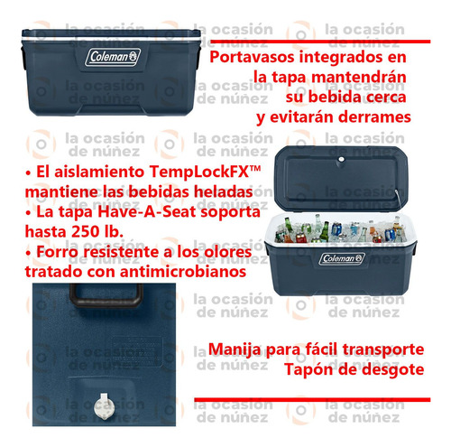 Imagen 3 de 7 de Conservadora Coleman 120qt Heladera Camping Portatil Termica