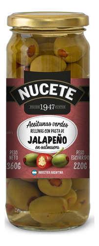 Aceitunas Verdes Nucete Rellenas Pasta De Jalapeño 200 G