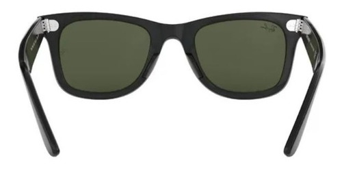 Anteojos de sol polarizados Ray-Ban Wayfarer Original Classic Large con marco de acetato color polished black, lente green de cristal clásica, varilla polished black de acetato - RB2140