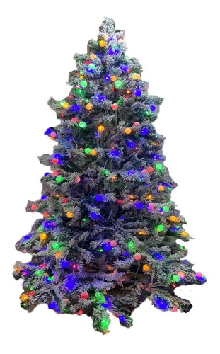 Árbol De Navidad Nevado 2.40mt Con Luces Led Multicolor
