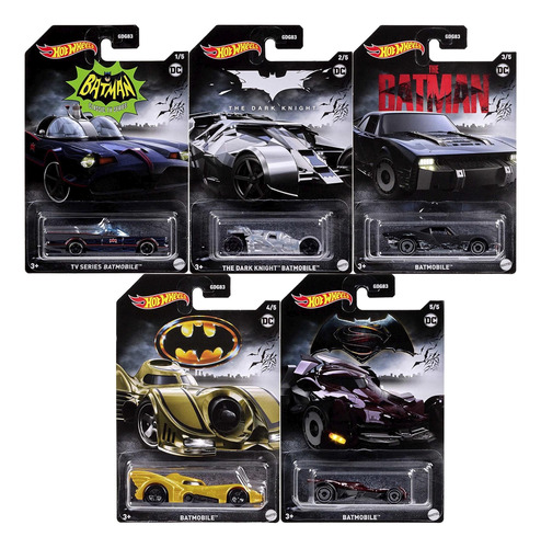 Hot Wheels Batman Set Especial Batmóveis Completo 2023 1 A 5