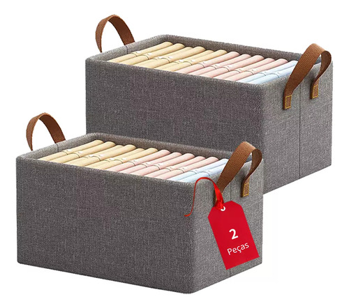 Cesta Organizadora Plegable De Tela De Lino De 47 X 28 X 20