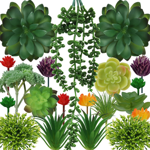 Pietypet Plantas Suculentas Artificiales, 20 Suculentas Fals