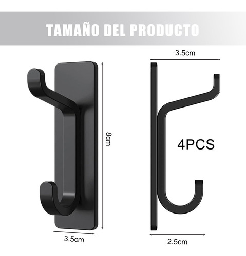 Perchero Pared 4 Pcs Ganchos Abrigos Acero Inoxidable Autoad