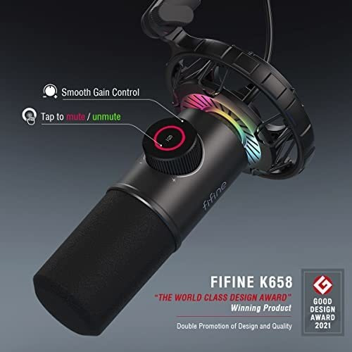 Micrófono Gaming Usb Fifine, Rgb Con Botón De Silencio,
