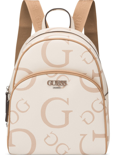 Mochila Guess Factory Cc961730-kha Acabado de los herrajes Níquel Color Beige Correa de hombro Beige Diseño de la tela Lisa