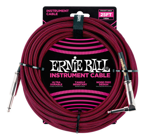 Ernie Ball Cable Instrumento P06062 7,5 Metros Negro/ Rojo