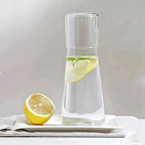 3x Clear Bedside Water Carafe Set With Tumbler Glass For Bed