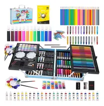 Comprar Set De Arte Dibujo Profesional145pcs ,colores Lápices Kit Dibujo Con 33marcadores,24crayolas Pastel,24acuarelas,24tubo De Pintura Acrílica,28colores Lapices,2lápices Hb Azul