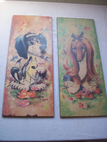 Lote De 2 Posters Infantiles Deco Vintage De  Perritos 