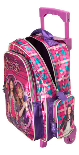 Mochila con ruedas moderna para niños, diseño de tela Icarly, color rosa
