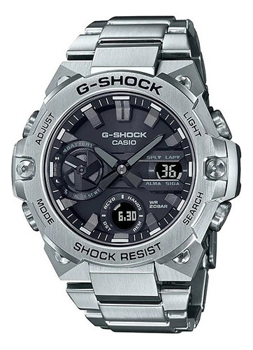 Reloj Casio G-shock Steel Original Solar Para Hombre Ewatch Color de la correa Plateado Color del bisel Plateado Color del fondo Negro