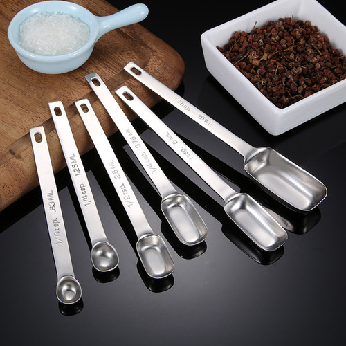 Juego De Cucharas Medidoras Con Cabeza Cuadrada, 6 Cucharas