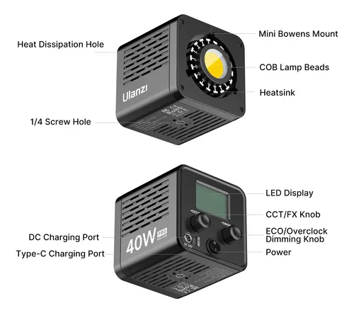 Ulanzi 40w Pro Cob Iluminação Contínua Led Bi-color | MercadoLivre