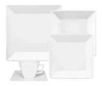 Comprar Set Vajilla Completa Cuadrada Porcelana Blanco Oxford X30 Pz
