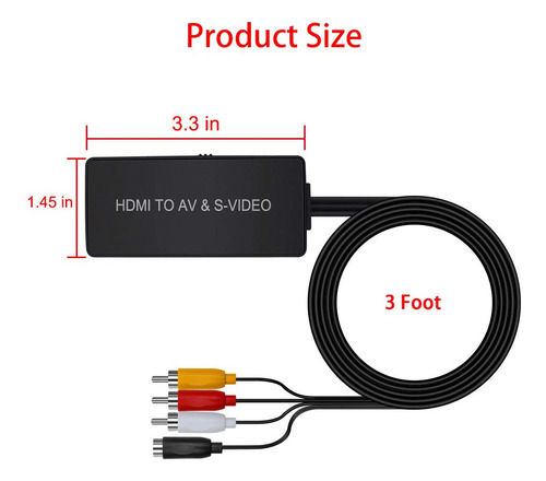 Conversor Hdmi Para S-video Adaptador Lvy Hdmi Para Rca 1080