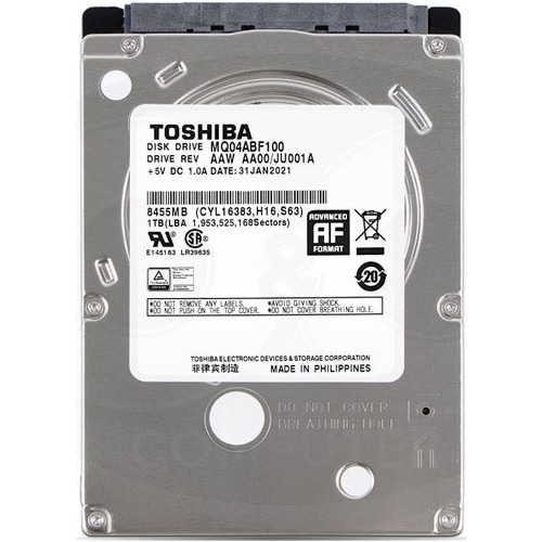 Hd Notebook Toshiba 1tb Mq04abf100 5400rpm Slim - Excelente (Recondicionado)