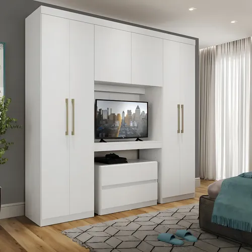 Guarda Roupa Casal 6 Portas 2 Gavetas Porto Branco Móveis Carraro