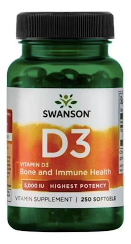 Vitamina D3 Swanson 5000ui - 250 Cápsulas Blandas