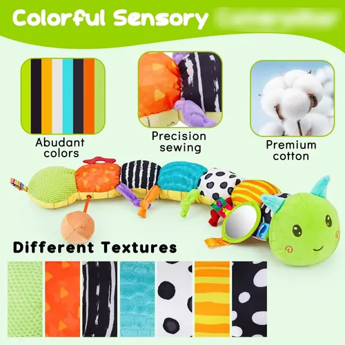 Oruga Musical De Peluche Para Bebés De 0 A 12 Meses – Juguete Sensorial Con Sonidos, Suave Y Seguro, Ideal Como Regalo Para Recién Nacidos O Para Estimular A Los Más Pequeños.
