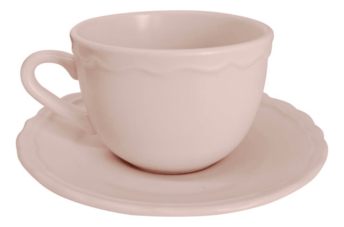 Juego X6 Taza Con Plato De Cerámica Kuchen Color Rosa Pastel