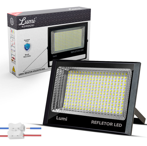 Refletor Led Holofote Smd Slim 300w 127/220V Ip67 Branco Frio