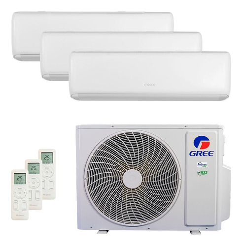 Ar Condicionado Multisplit Tri 27000 Btu(3x9000) Quente/frio - Inverter - Gree - 220v - Gwh(09)atb-d6dna1a / 3gwhd(30)nd6bo