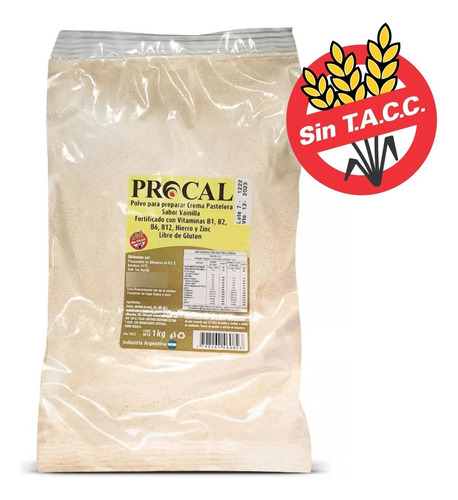 Polvo Para Preparar Crema Pastelera Sin Tacc Fortificada 1kg