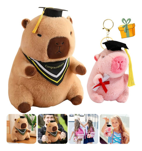 Peluche De Carpincho De 30 Cm Con Llavero