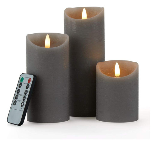 Glowiu Juego De 3 Velas Led Sin Llama, Funciona Con Pilas, J