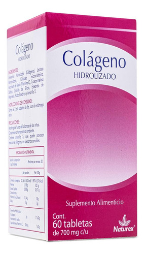 Colageno Hidrolizado Naturex 60 Tabletas 700mg Piel Firme