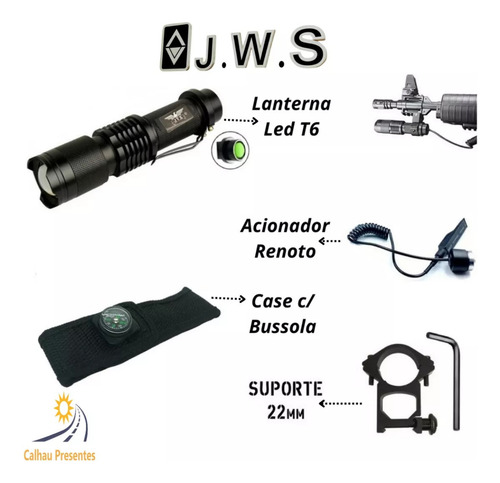 Lanterna Tática M4 Airsoft Mount Trilho 1 Modos + Acionador