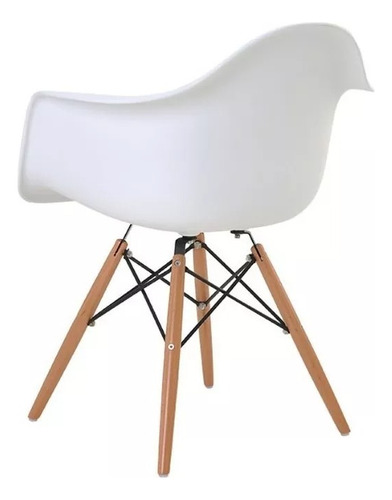 Kit 3 Cadeiras Charles Eames Wood Com Braços - Estrutura Da Cadeira Branco