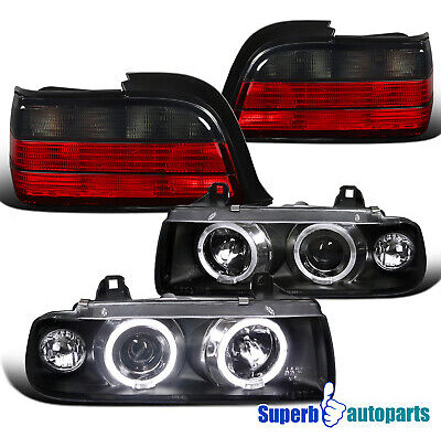 Fit 1992-1998 Bmw E36 Halo Projector Headlights Black+ta Aai