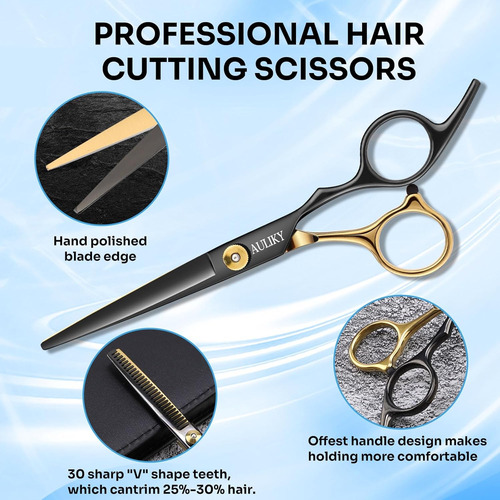 Kit Set Barbero 5 Piezas 2 Tijera Peine Navaja Capa