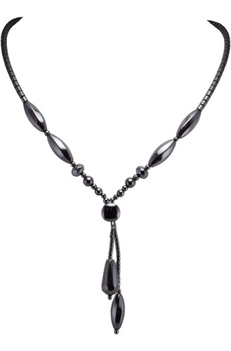 Doble Strand Drop Collar De Hematita Con Perlas De Diseño