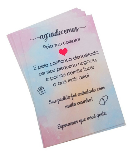 50 Cartões De Agradecimento Aquarela (sem Personalização)