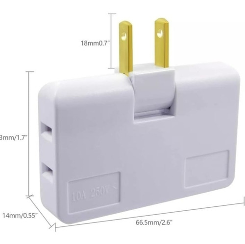 Adaptador De Toma Corriente 3 Salidas Giratorio 180 Grado