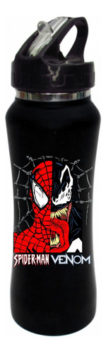 Termo Pitillo Spiderman Venom Botilito Negro 650ml Xv