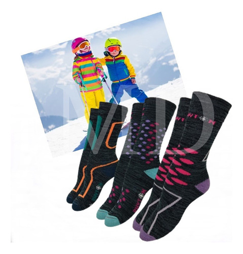 2 Pares Medias Unisex Térmicas Chicos Ski Nieve Invierno