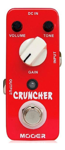 Pedal De Distorsión Cruncher Distortion Mooer True Bypass Mcd, Color Rojo