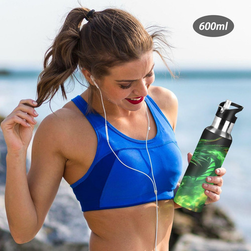 Yettasbin Botella De Agua Con Diseño De Dragón De Fuego Verd
