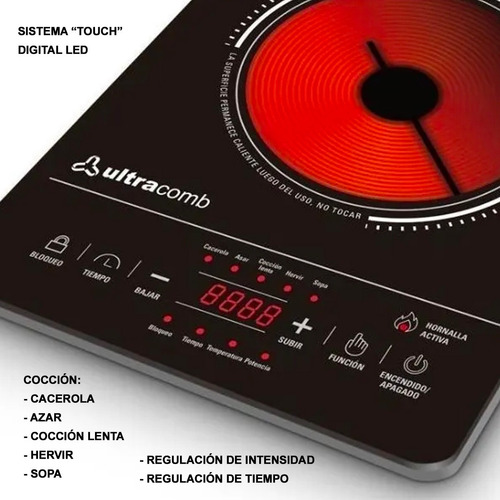 Anafe Electrico Vitroceramico Ultracomb 2211 Digital Tactil