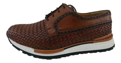 Tenis Caballero Casual Franco Cuadra Color Almendra De Piel