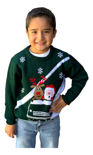 Ugly Sweater / Sueter Navideño Infantil Santa Y Reno