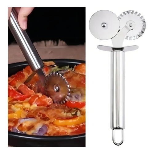 Carretilha Dupla Cortador Inox P Fechar Massa Pastel Pizza