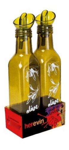 Set Botellas Vidrio Amarillo Aceite Vinagre 250cc Herevin