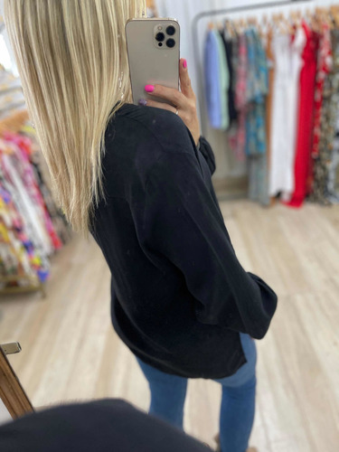 Imagen 9 de 9 de Blusa Cuello Mao Manga Larga De Lino The Big Shop